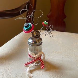 Vintage, fun, whimsical salt shaker and button arrangement